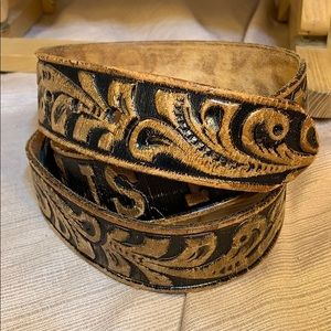 Handmade leather belt no buckl Square Dance is Fun